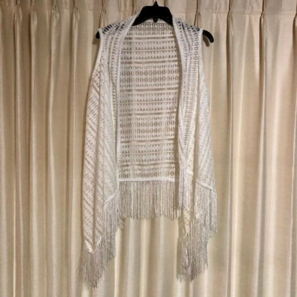 Landry Fringe Vest Womens One Size NEW White - Picture 4 of 12